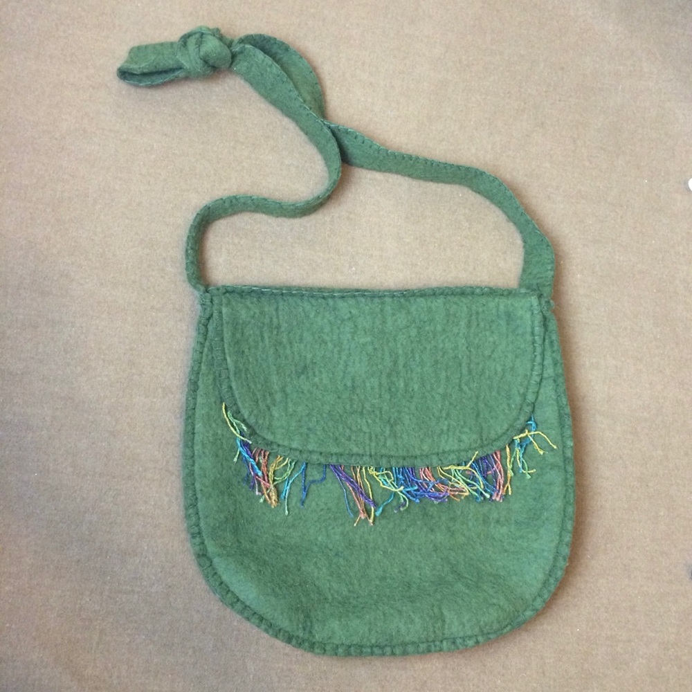 Prana Green Olivia Satchel Wool Crossbody Bag